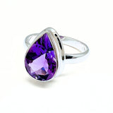 Ametist fasettslipad droppe i silverring