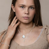 Rainbow moonstone sparkling pendant in gold vermeil