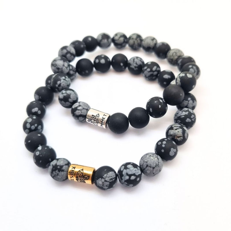 Obsidian Snowflake matte bracelet