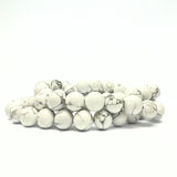 Howlite, bracelet shiny round beads 8 mm