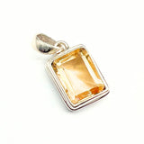 Citrine, rectangle in a smooth silver setting