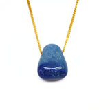 Blue quartz necklace with silver or gold-plated chain