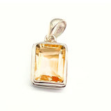 Citrine, rectangle in a smooth silver setting