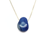 Blue quartz necklace with silver or gold-plated chain