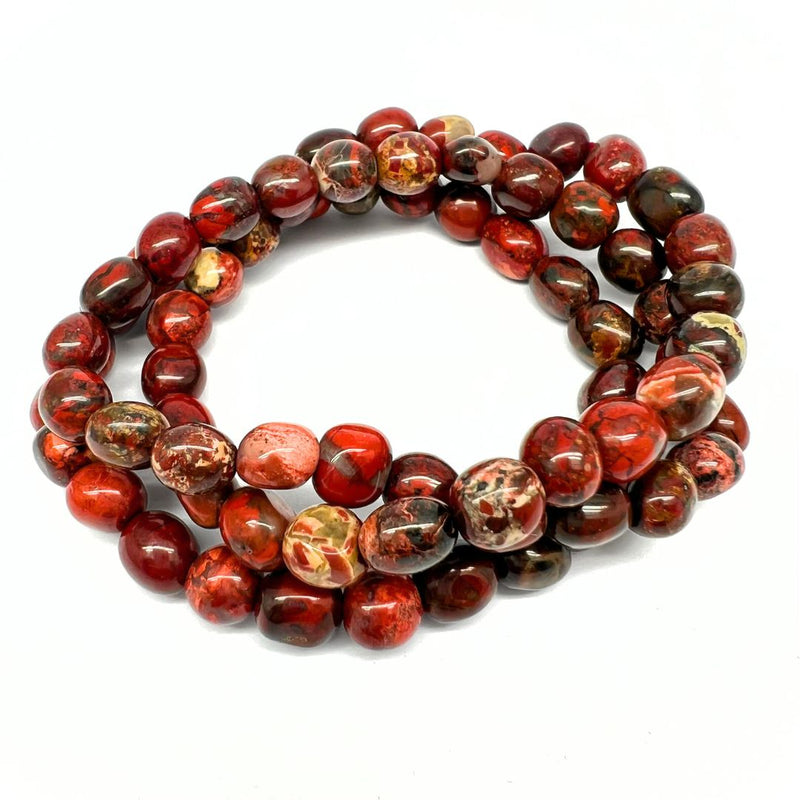Jasper poppy, tumbled bracelet