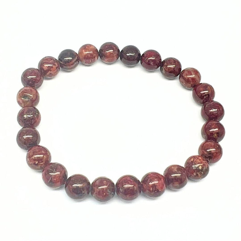 Jaspis vinröd armband rund pärla 8 mm