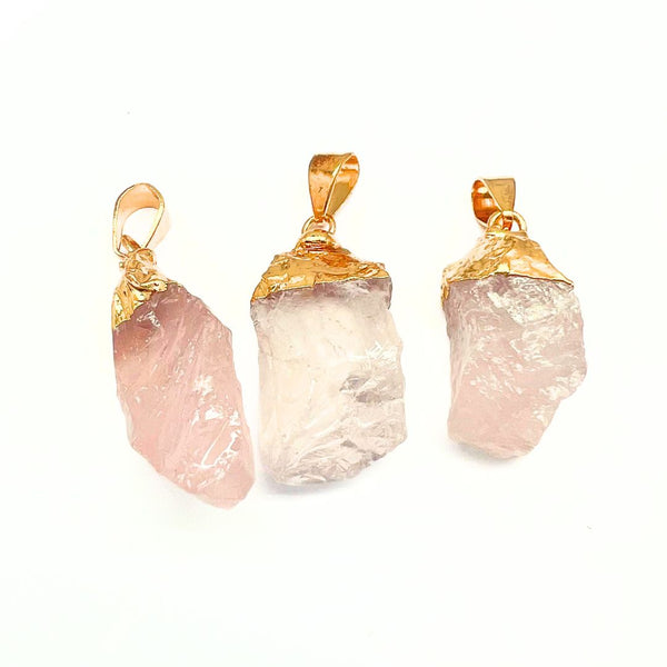 Rose quartz/aquamarine, natural pendant