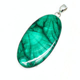 Malakit stor, oval, unik sten i silverhänge