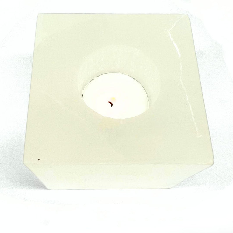 Ljuslykta, fyrkantig vit selenit