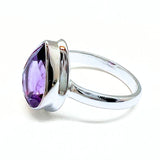 Ametist fasettslipad droppe i silverring