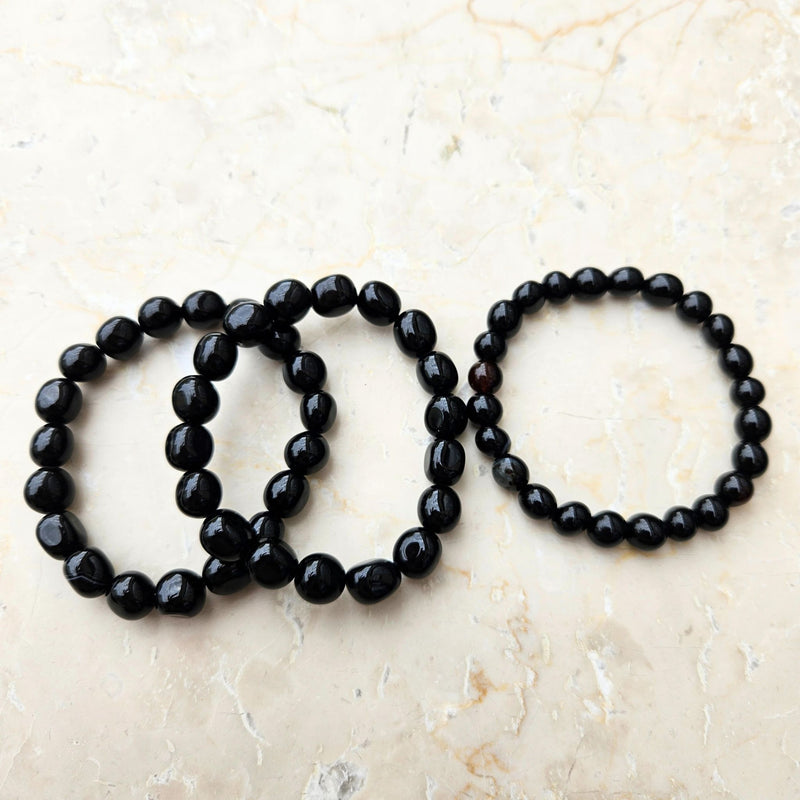 Agate black, tumbled bracelet