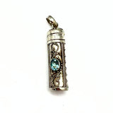 Prayer cylinder, pendant with amethyst