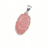 Rosenkvarts, graverat sirligt mönster, silverhänge
