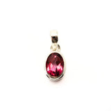 Topas rosa, fasetterad oval litet silverhänge
