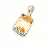 Citrine, rectangle in a smooth silver setting