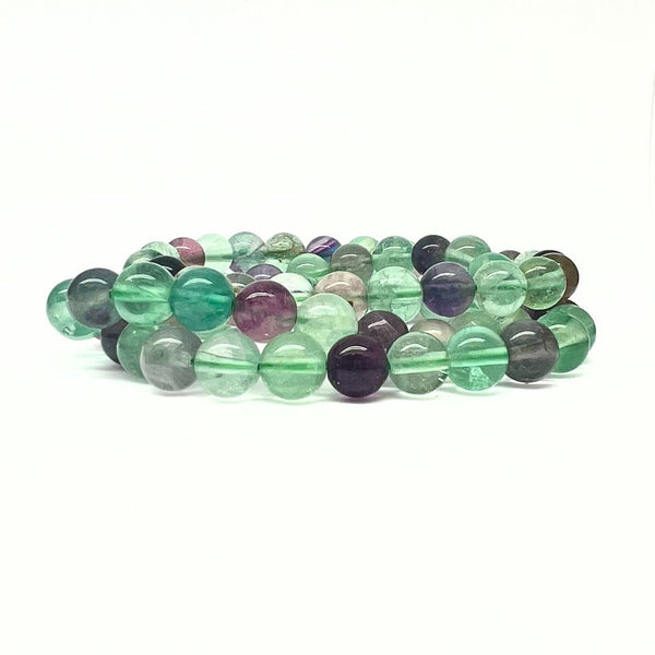 Fluorite, bracelet with round beads 8 mm