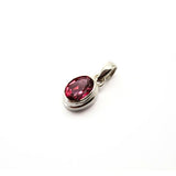 Topas rosa, fasetterad oval litet silverhänge
