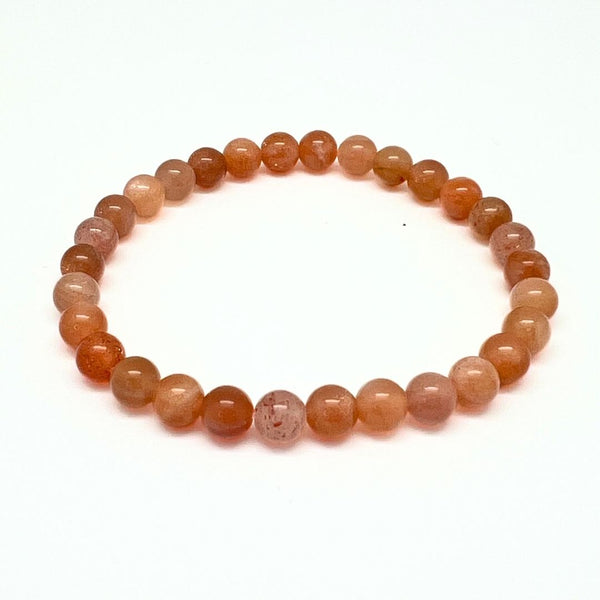 Peach moonstone, bracelet round beads 8mm