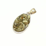 Pyrite cluster in silver pendant