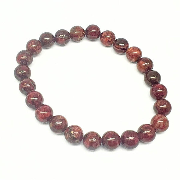 Jaspis vinröd armband rund pärla 8 mm