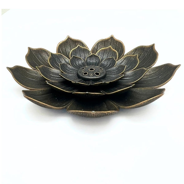 Rökelsehållare Lotus Ljus Oxiderad Mässing