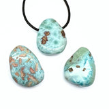 Larimar, tumbled pendant with holes
