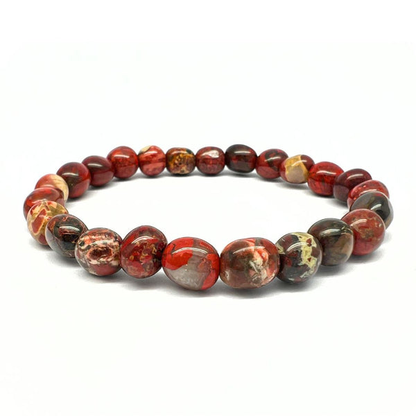 Jasper poppy, tumbled bracelet