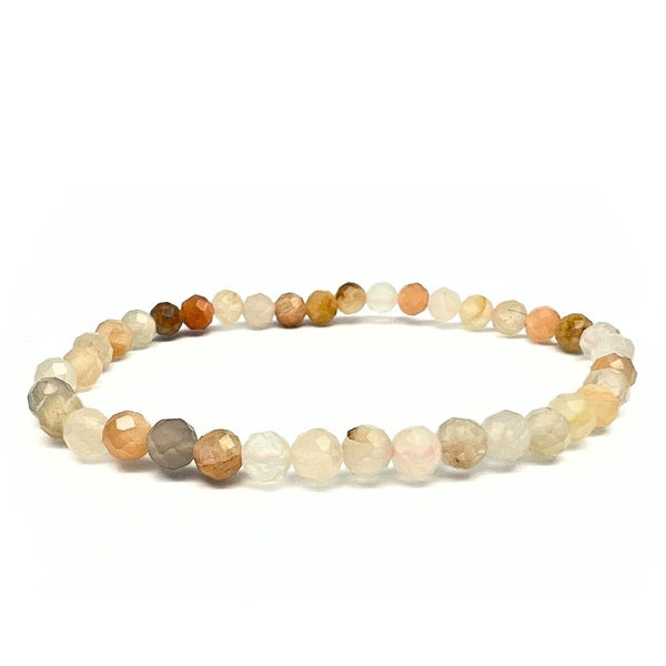 Månsten, fasettslipat armband 4 mm