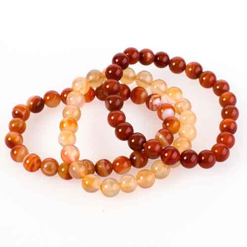 Karneol, armband med runda pärlor 8 mm