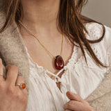 Blue agate necklace with silver or gold-plated chain