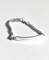 Bracelet "Love never dies" in silver. Size XS to XL