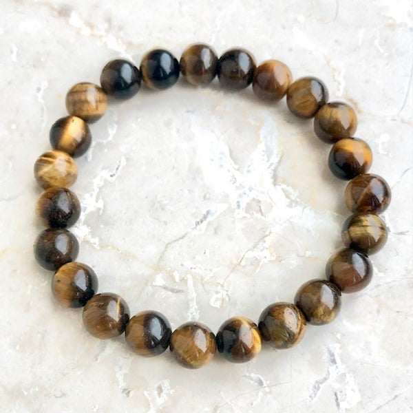 Tiger's eye, bracelet with round beads, 8 mm