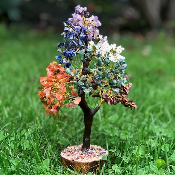 Chakra Tree of Life statue with brown trunk 500 leaves