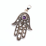 Granat, hamsas hand filigran silverhänge