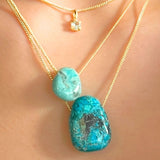 Amazonit  halsband med silver eller guldpläterad kedja