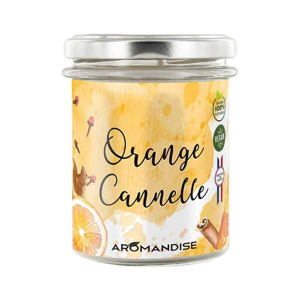 Scented candle orange, cinnamon