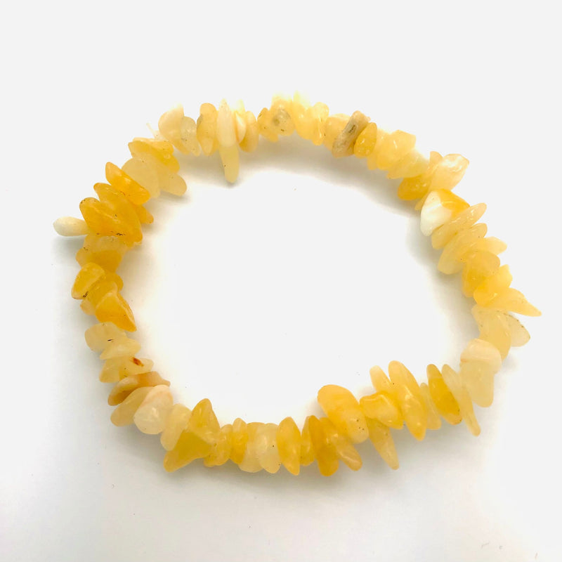 Calcite, yellow, chip bracelet with elastic thread