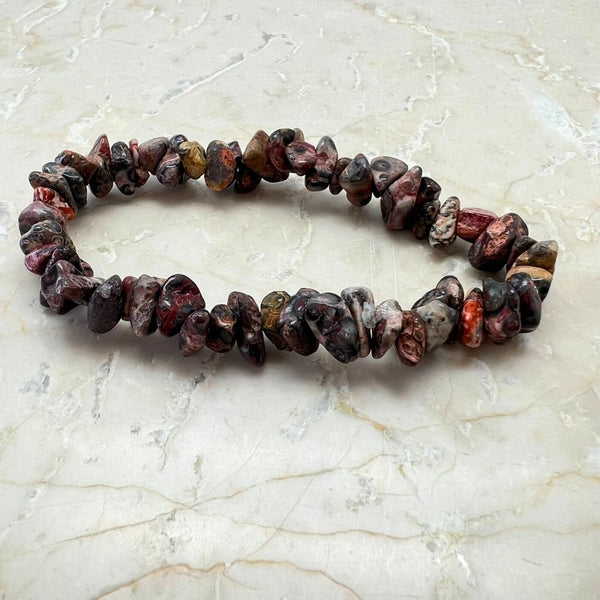 Red jasper, chip bracelet with elastic thread