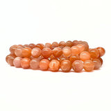 Månsten, Orange armband runda pärlor 8mm