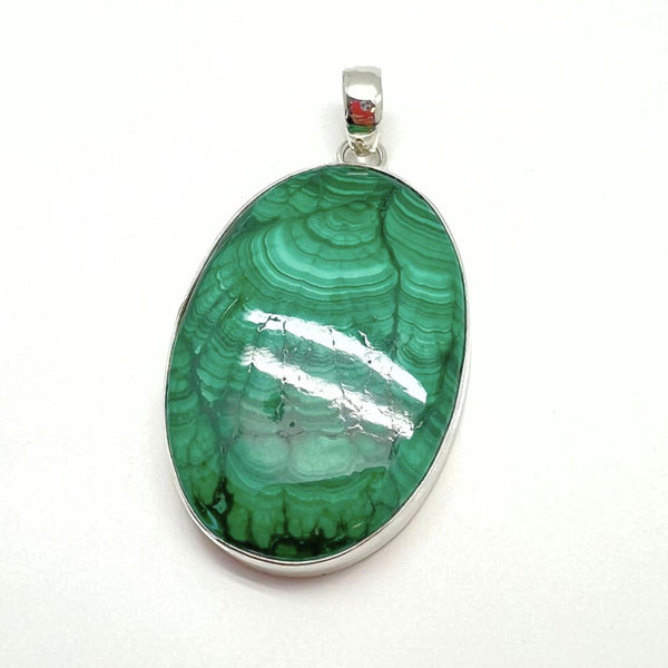 Malachite silver pendant with silver edge