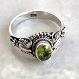 Peridot Filigree silver ring