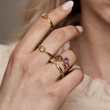 Topas rosa ring i guld vermeil - oval eller rund
