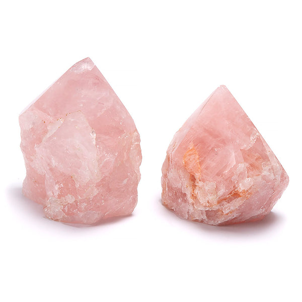 Rose quartz, ground tip with coarse sawn bottom