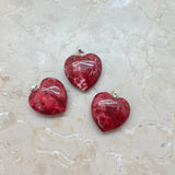 Thulite heart with silver mount 25x30 mm