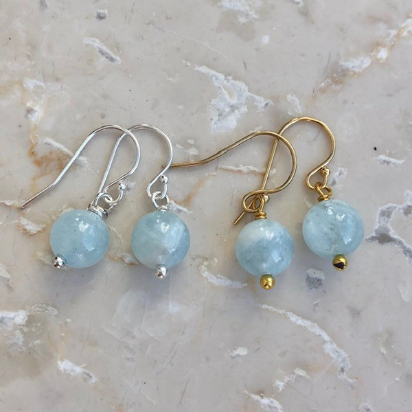 Aquamarine Earring silver or gold plating