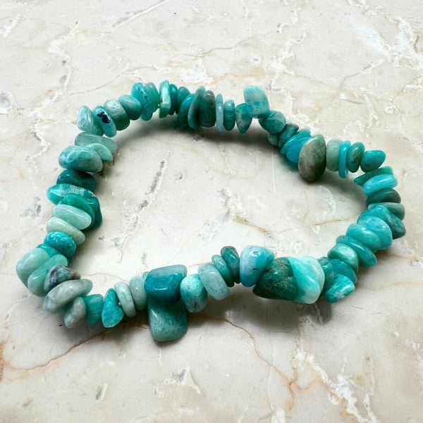 Amazonite, chip bracelet on elastic thread