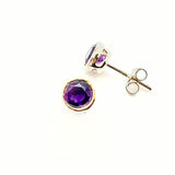 Amethyst, stud earring round facet