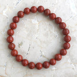Red jasper bracelet round 8 mm Larger size 19