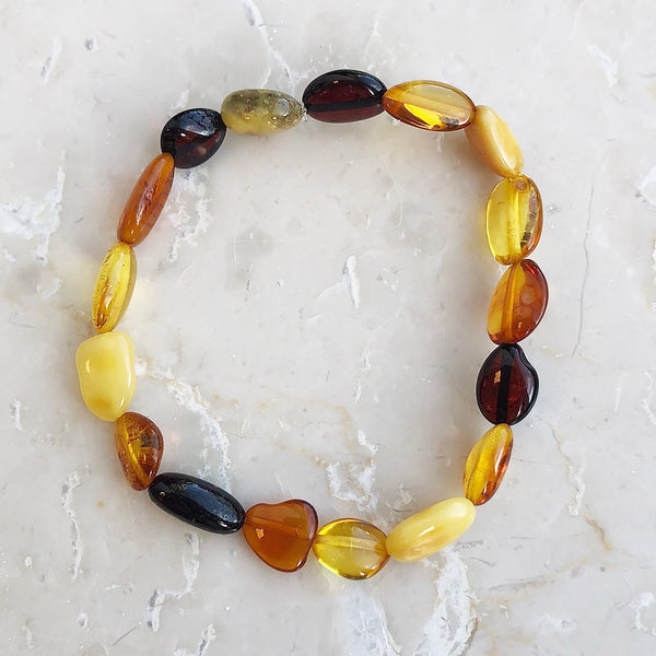 Amber, bracelet with oval beads