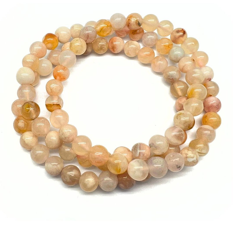 Flower agate bracelet 6 mm